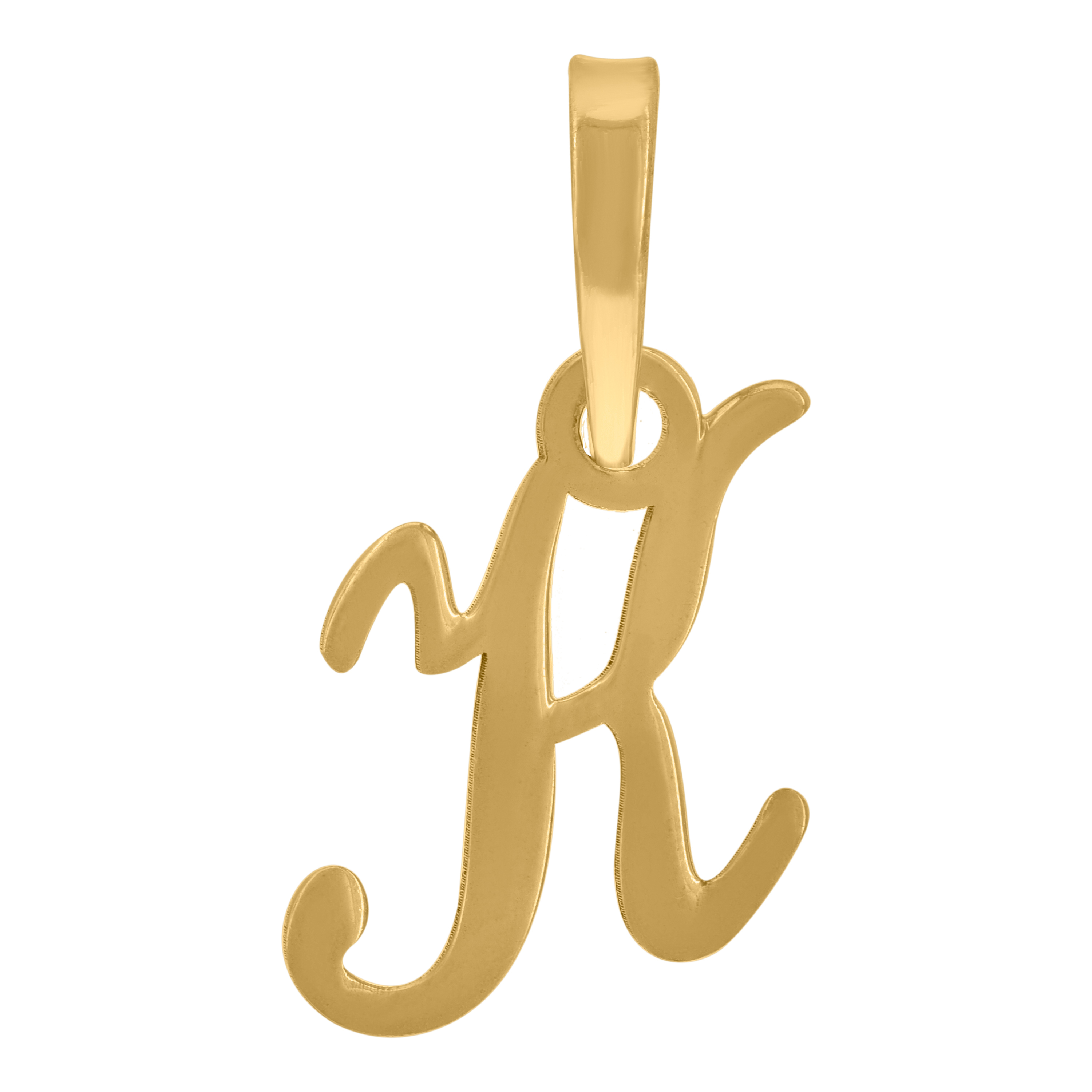 925 Sterling Silver Yellow-Tone Unisex Cursive Initial Alphabet K Charm Pendant 20$